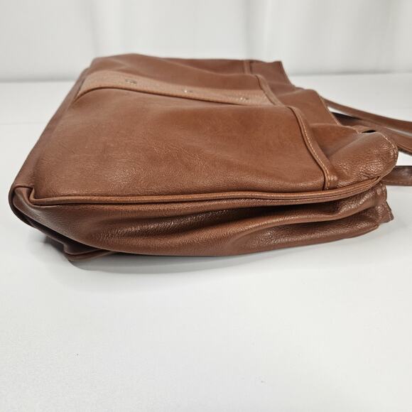 Vintage Shoulder Tote Purse Bag Montella Western Classic Brown Leather - Picture 6 of 16